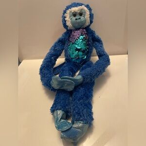 Wild Republic Sequin Blue Monkey Plush, Stuffed Animal, Sensory Plush Toy